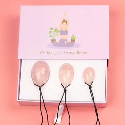 Drilled Rose Quartz Egg Natural Stone Crystal Massage Wand Yoni Ball Pelvic Kegel Exercise Tool Tightening Vaginal Muscle