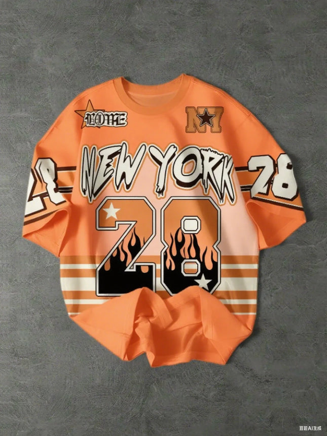 Girl's Boy's Sports Jersey New York 28 Print Short Sleeve T-Shirt Summer Graphic Tee Plus Size Men's Women's Sports T-Shirt