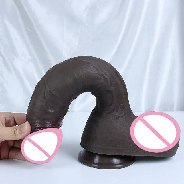 Five Sizes Realistic Dildo Huge Penis Coffee Phallus Long Soft Silicone Suction Cup Anal Sex Toys For Women Vagina Masturbator