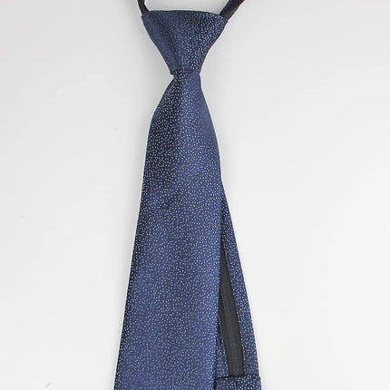 Zipper Ties for Men 8CM Neck Tie Solid Striped  Dots Neckties Men's Automatic Extra Long Navy Blue Lazy Tall Ties Wedding Gift
