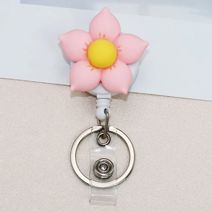 1pcs New Resin Flowers Retractable Nurse Badge Reel Cute Floral Girls Students Doctor ID Card Holder Keys Lanyard
