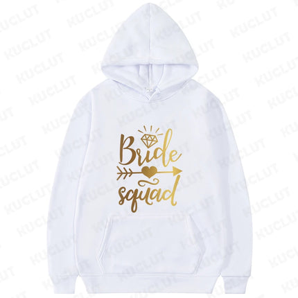 Bride Tribe Squad Print Hoodies Women Hooded Sweatshirts Bachelorette Hen Party Wedding Bridesmaid Group Matching Pullover Tops
