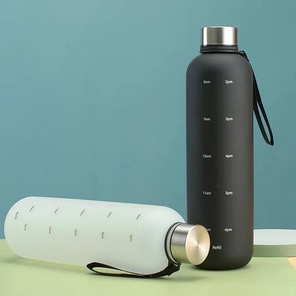 1L Water Bottles for Girls Kids Leakproof Gym Fitness Sports Bottle for Outdoor Travel, Camping Frosted Plastic Drinking Bottle
