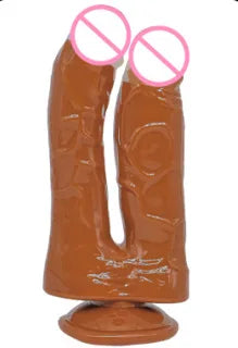 Realistic Double Ended Dildo Sex Toy for Women or Couples Dual Sided Headed Penetration Dong Device with Simulated Penile Sucker