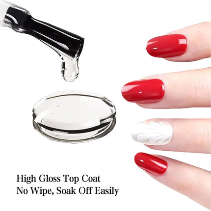 KODIES GEL Diamond Top Coat No Wipe Super Shiny 15ml HEMA /TPO Free Gel Nail Polish Crystal Shine Gel Finish All for Manicure