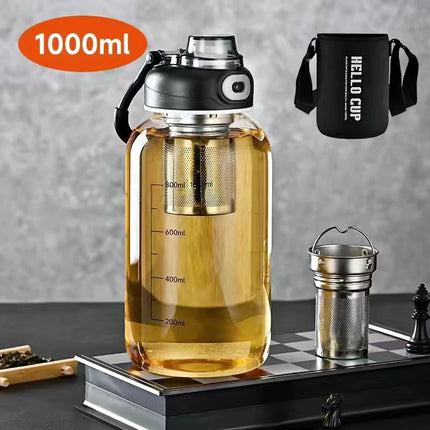 Large Capacity Glass Water Bottles With Tea Strainer Travel Portable Tea Infuser Bottle For Sport Camping Drinkware Gift For Man