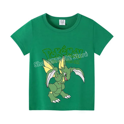 Pokemon Pikachu Boy Girl T Shirt Cute Cartoon Baby Clothes Squirtle Gengar T-Shirts Charmander Eevee Print Tees Kids Summer Tops
