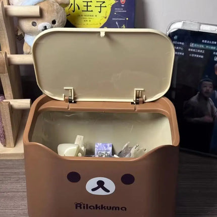 Cartoon Rilakkuma Storage Basket Garbage Desktop Storage Box Desktop Organizing Box Desktop Cartoon Organizing Box Cute Gifts
