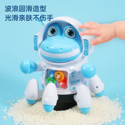 Electric space crocodile toy for children to sing and dance, 1-3 year old baby puzzle, omnidirectional walking fish