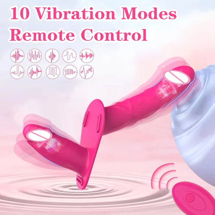 Wearable Double Vibrators Penetration G-Spot Strap On Dildo Panties for Lesbian Vagina Massager Couples Sex Toys Adult Products