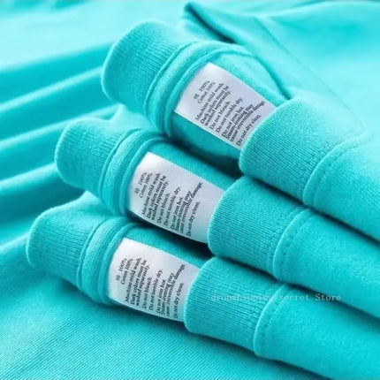 Cyan 400g Heavyweight Cotton Short-sleeved T-shirt Summer Small Neckline Loose Thick Impermeable Men and Women Tees