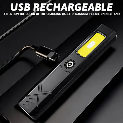 Mini Portable Rechargeable LED Torch Light, Waterproof Outdoor Work Pocket Flashlight with Magnetic Grip, Compact LED Flashlight