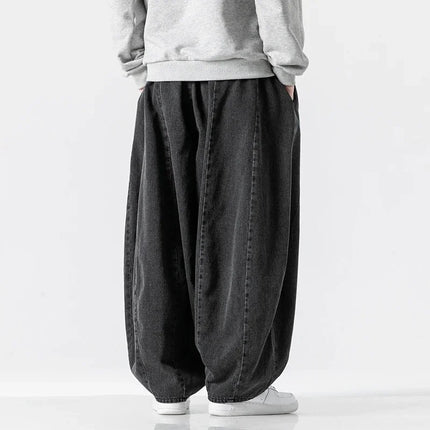 Men Casual Pants Japanese Styles Jeans Fashion Loose Mens Hip Hop Lantern Pants Streetwear Male Oversize Denim Wide Leg Trousers