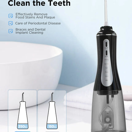 Oral Irrigator Fairywill Water Flosser 5 Modes Portable Dental Water Jet 350ML Water Tank Teeth Cleaner USB Charge Waterproof