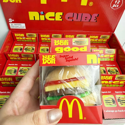 Schylling NeeDoh MC Burger Layerable Super Soft Decompression Squeeze Toy, Anxiety Relief Fidget Gift for Adults