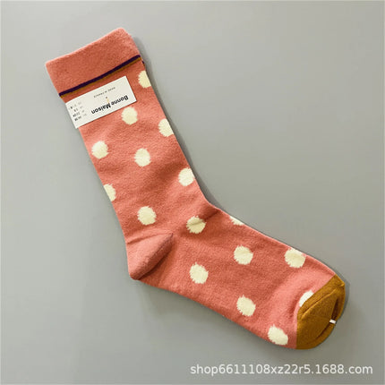 Bonne Maison French Small Batch Women's Fun Oil Painting Style Mid-Calf Cotton Dopaamine Colorful Socks Moisture Wicking Sweat