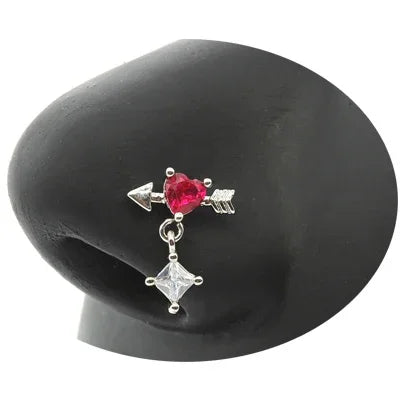 20G Surgical Steel Nose Rings for women Cross Nose Piercing Jewelry Body Jewelry Shiny CZ Cross Dangle L Shape Nose Studs