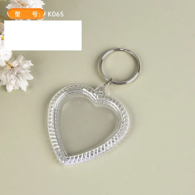 5/50Pcs Transparent Photo Frame Keychain Tassels Snap-In Custom Insert Photo Acrylic Blank Keyring Clear Blank Picture Pendant