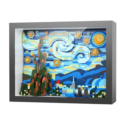 Creative masterpiece series picture assembly photo frame art decoration puzzle building block toy home decoration collection gif