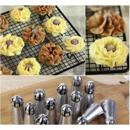 Stainless Steel Pleated Skirt Piping Nozzles Set - Stainless Steel Russian Nozzles Tips Piping Set Cake Decorating Toolkit