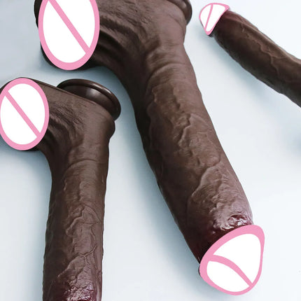 Realistic Soft Big Black Dildo Double Silicone Suction Cup Penis Female Vaginal Masturbation Cock Woman Man Anal Adult Sex Toy
