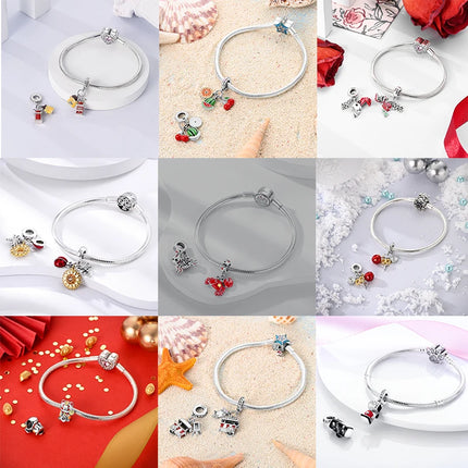 Charms Plata De Ley 925 Red Color Series Charm Red Elephant Animal Fruit Beads of Original Fits Women Anniversary Jewelry Charms