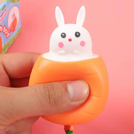 Squishy Carrot Rabbit Squeeze Telescopic Toys Kids Children's Radish Rabbit Cup Pinch Music Toy Creative Stress Relief Gift