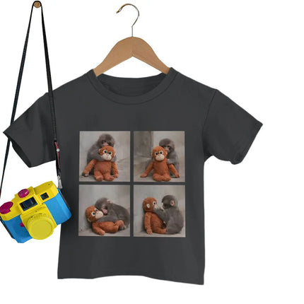 Harajuku Punch Monkey Streetwear Hipster Animal Lover Gifts T-shirts Women Men Round Neck Family Matching Clothing Kids Tshirts