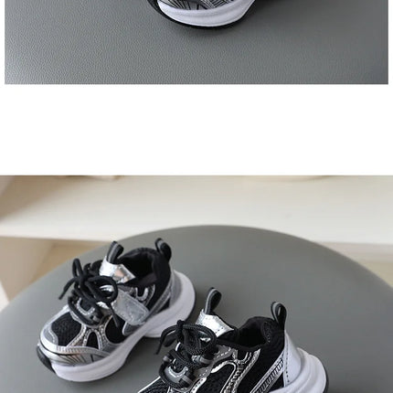 Girls' Sports Shoes 2025 New Style Soft Sole Children's Casual Shoes Fashionable Breathable Stripe Dad Shoes for Kids Boy