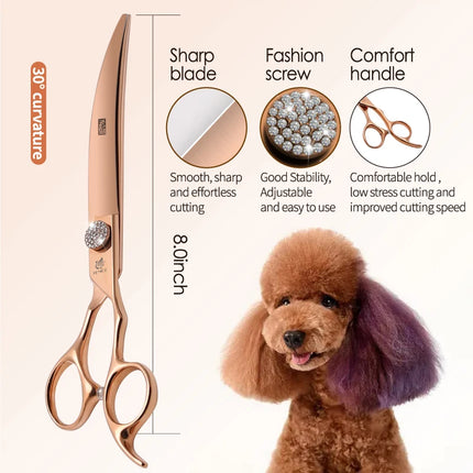 Fenice JP440C Pet Grooming Equipment Scissors Set 7/7.5/8 Inch Straight Curved Thinner Chunker Shears for Canine hairdresser