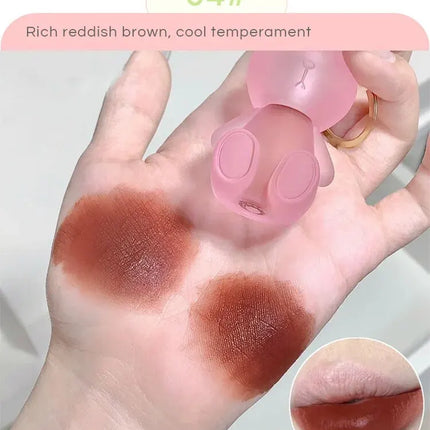 Cute Bunny Lipgloss Matte Velvet Lip Clay Long-lasting Color Non-drying Gege Bear Rabbit Lip Glaze
