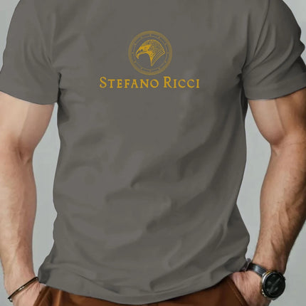 Men's cotton T-shirt, eagle head summer round neck short-sleeved graphic breathable fashion casual T-shirt