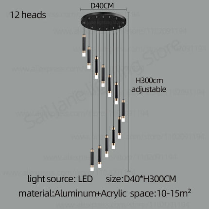Interior Lighting Nordic Chandelier Home Decoration Living Room Pendant Modern Lustre Hall Lighting LED Staircase Long Pendant