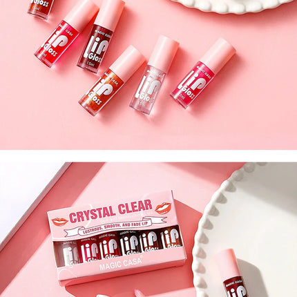 6pcs Set Small Bottle Hydrating Jelly Lip Oil Long Lasting Moisturizing Shimmer Gloss Smooth Care Non Sticky