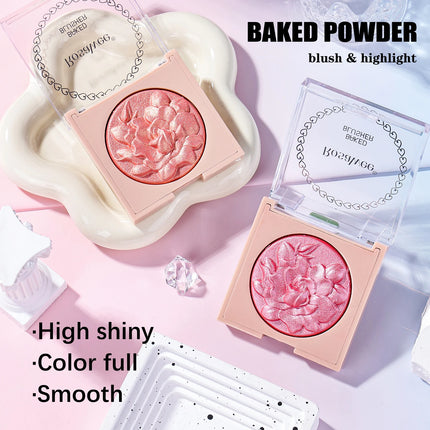 Pearlescent Shimmer Blush Powder, Single-color Blush, Fine Powder, Improves Skin Tone, Blush Without Flying Powder