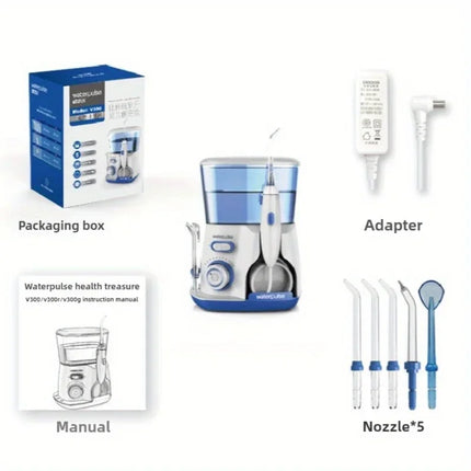 Waterpulse V300 Electric Water Flosser High Pressure Oral Irrigator for Teeth Cleaning Braces Gum Care 5 Nozzles Portable