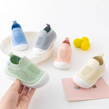 Spring Summer Toddler Shoes Breathable Knitted Kids Sneakers Boys Slip-on Tennis Shoes Girls Soft Non-slip School Casual Shoes