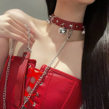Traction Rope Women's Neck Strap Fun Neck Collar Collarbone Chain Neck Collar Halloween Christmas Dog Chain Training for Women