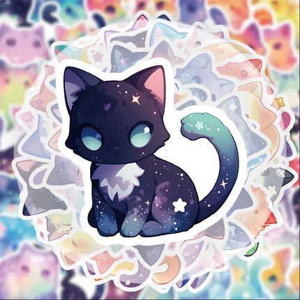 50 Pieces of Dreamy Cat Stickers, Suitable for Water Bottles, Laptops, Phone Decorations, Suitcases, Skateboards, Guitars, Gift Boxes, Party Decorations, Holiday Gifts