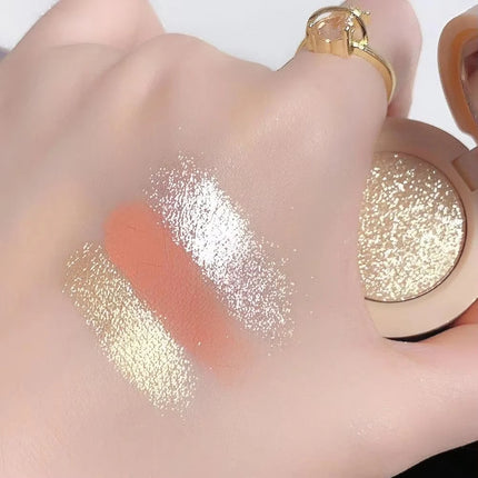 3 In 1 Blush Highlighter Palette Three-Layer All-In-One Powder Palette Pearly Blush Shiny Pearlescent