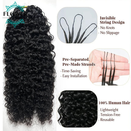 Burmese Curly  Crochet Human Hair Extensions Knotless Pre-Separated Feather Crochet Hair Reusable 240g Enough Full Head