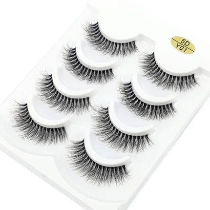 HBZGTLAD 4pairs mink lashes natural long invisible thin band fake lashes transparent terrier soft eyelashes extension Beauty