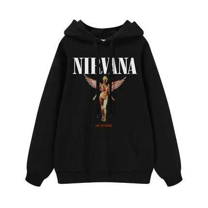 Classic Rock Band Nirvana Kurt Cobain Graphic Print Hoodie Men Women Loose Oversize Sweatshirt Streetwear Harajuku Wind Pullover