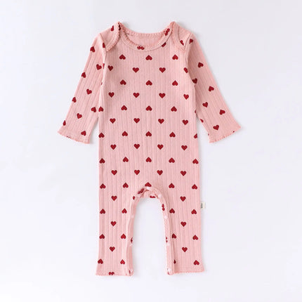 0-24M Heart Print Baby Girl Romper 100% Cotton Newborn Kid Baby Clothes Long Sleeve Jumpsuit Cute Sweet Princess Outfit