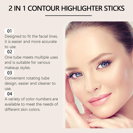Contour Stick Dual Ended Stick Highlighter Easy Blend Travel Friendly Long Lasting Natural Finish Oil Lightweight Coverage