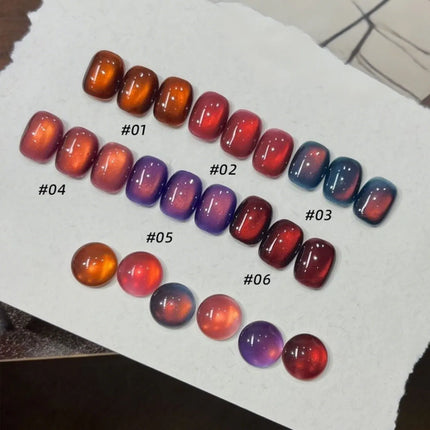 MIANEL 10ML Fiery Sunset Glass Beads Cat Eye Gel Nail Polish Winter Hot style Cat Magnetic Gel Nail Salon Black Nails 1-10pcs