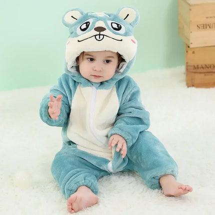 Kigurumi Pajamas Easter Rabbit Baby Rompers Winter Hooded Flannel Sleepwear Toddler Infant Animal Pyjamas Girls Boys Clothes