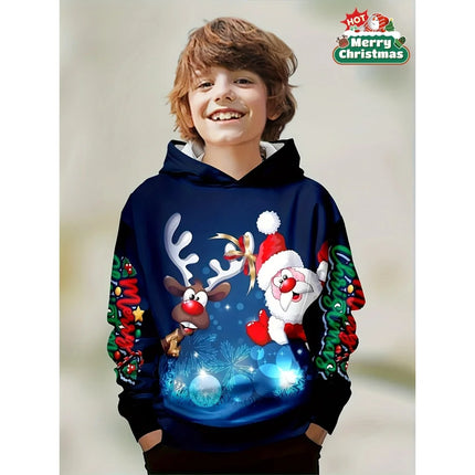 2026 Kids Boys Clothes Christmas 3D Printed Hoodie Long Sleeve Casual Winter Pullover Sweatshirt Fashion Party Children Hoodie