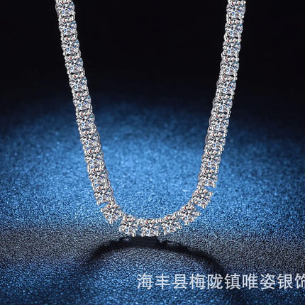Bulk Hip-Hop Moissanite Tennis Necklace, PT950 Platinum, High-End Aesthetic for Men and Women, Luxury Jewelry