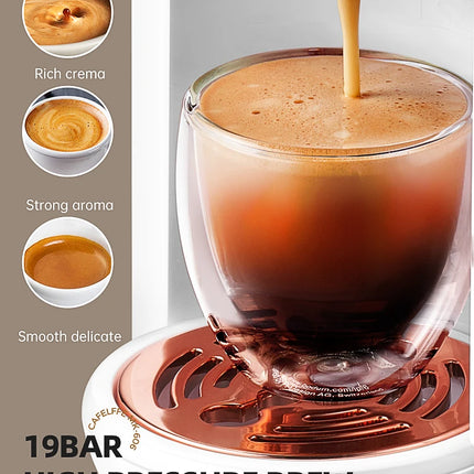Cafelffe 5 in 1 Capsule Coffee Machine Fit Dolce gusto Nespresso Capsule ESE Pod Ground Coffee K-cup 19Bar Hot/Cold,gift-giving